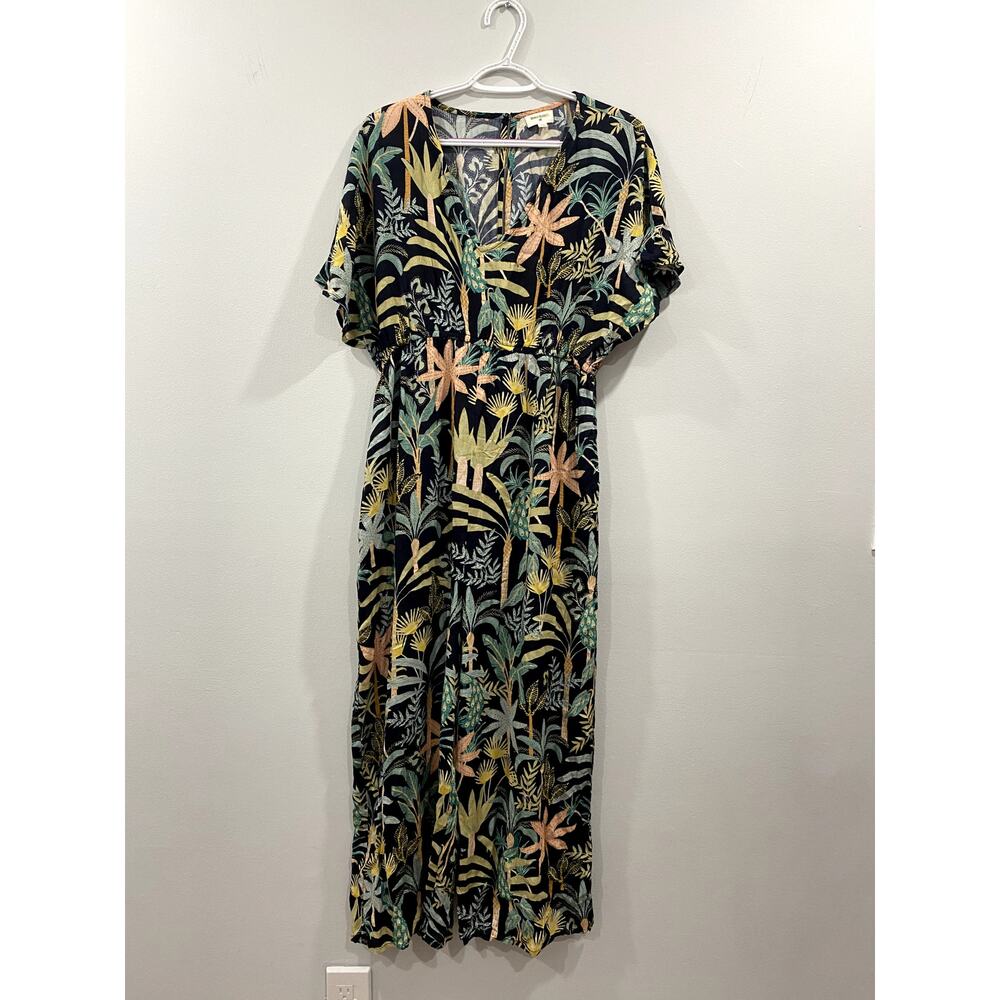 World Market Tropical Romper Jumpsuit w/ bold tropical print & palm leaves S/M - Picture 2 of 8